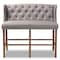 Baxton Studio Alira Grey Upholstered Walnut Wood Button Tufted Bar Stool Bench 160-9948 - alternate 9
